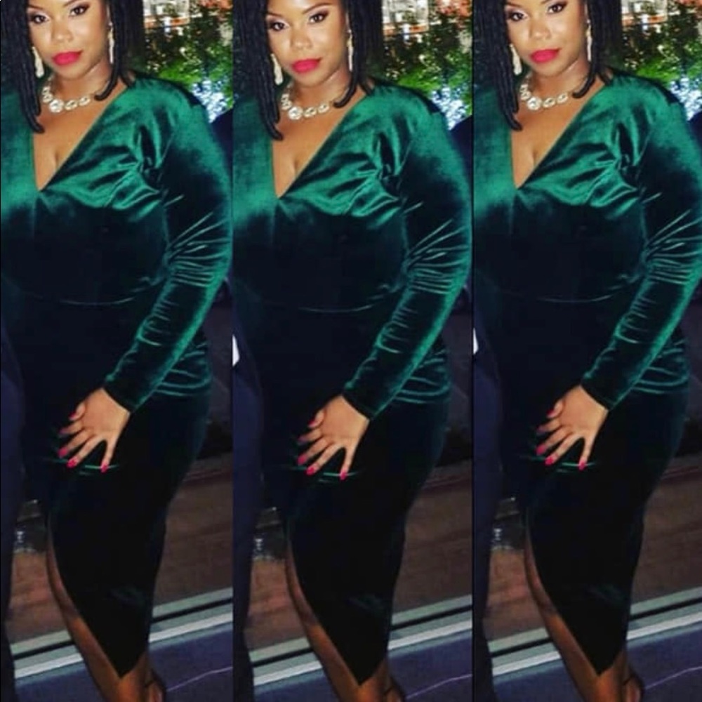 ASOS Size 18 Green velvet cocktail dress